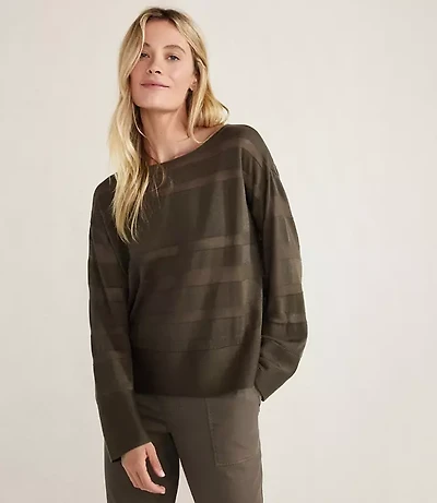 Haven Well Within Organic Cotton Sheer Stripe Bateau Neck Sweater