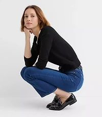 Petite High Rise Kick Crop Jeans Bright Indigo Wash