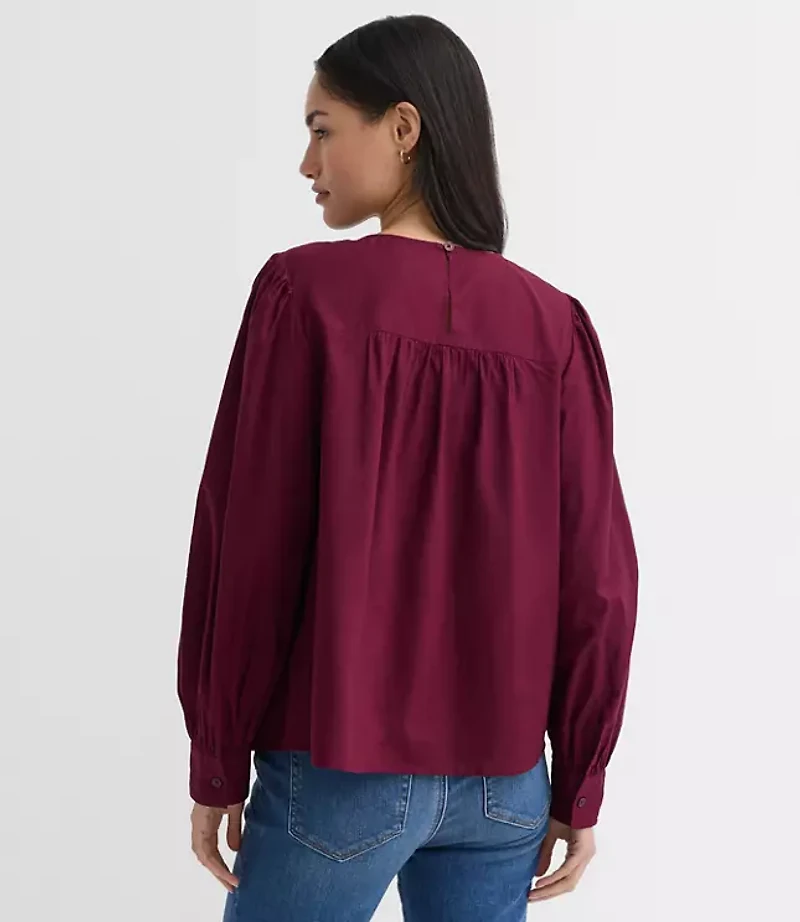 Lace Trim Pintucked Blouse
