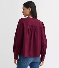 Lace Trim Pintucked Blouse