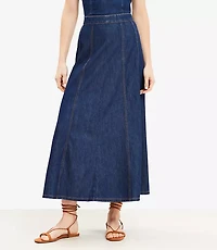 Petite Chambray Seamed Midi Skirt