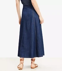 Petite Chambray Seamed Midi Skirt