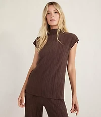 Haven Well Within Ribbed Plisse Funnel Neck Top