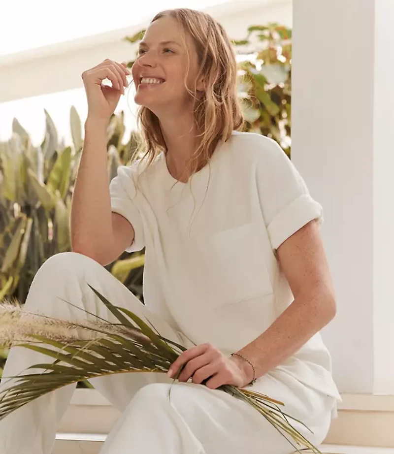 Haven Well Within Cotton Blend Textured Crewneck Tee