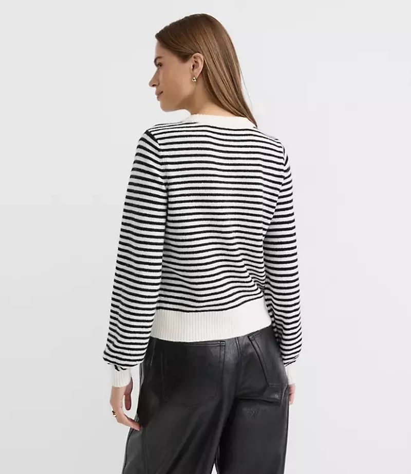 Heart Stripe Blouson Sweater