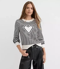 Heart Stripe Blouson Sweater