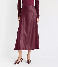 Petite Faux Leather Paneled Midi Skirt