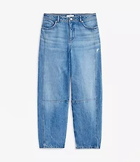 Seamed High Rise Barrel Jeans Vintage Distressed Wash