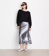 Petite LOFT Versa Shimmer Bias Midi Skirt