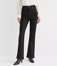 High Rise Slim Flare Jeans Black Pinstripe