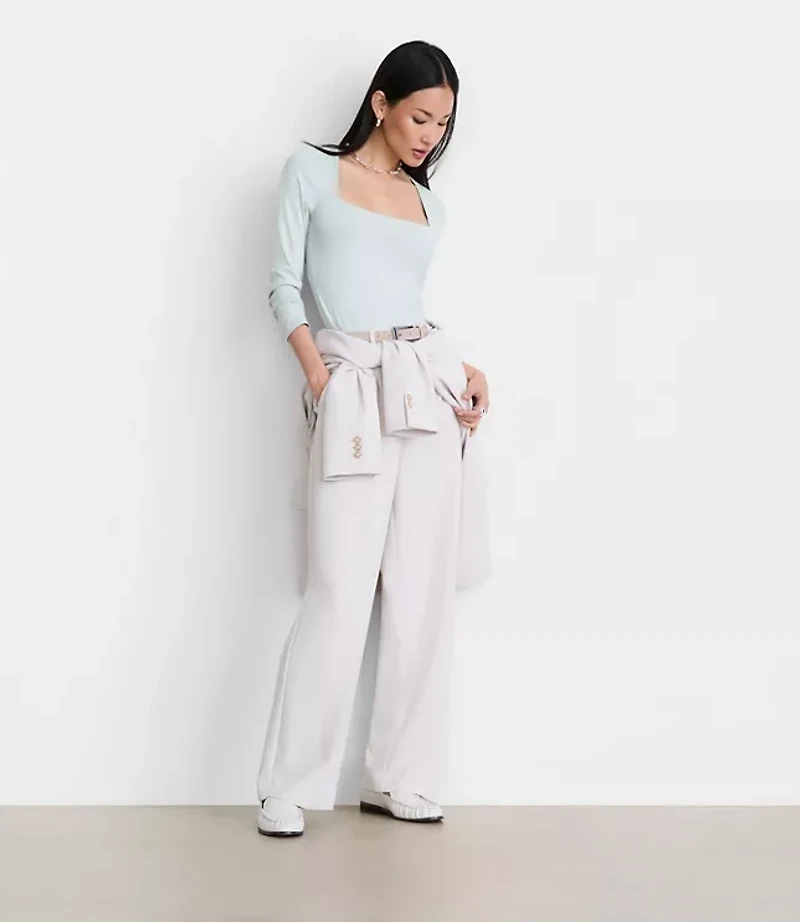 Petite LOFT Versa 360 Knit Square Neck Top