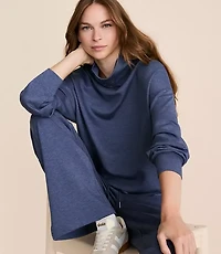 Petite Lou & Grey Heathered Scubasoft Mock Neck Drawstring Hem Top