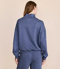 Petite Lou & Grey Heathered Scubasoft Mock Neck Drawstring Hem Top