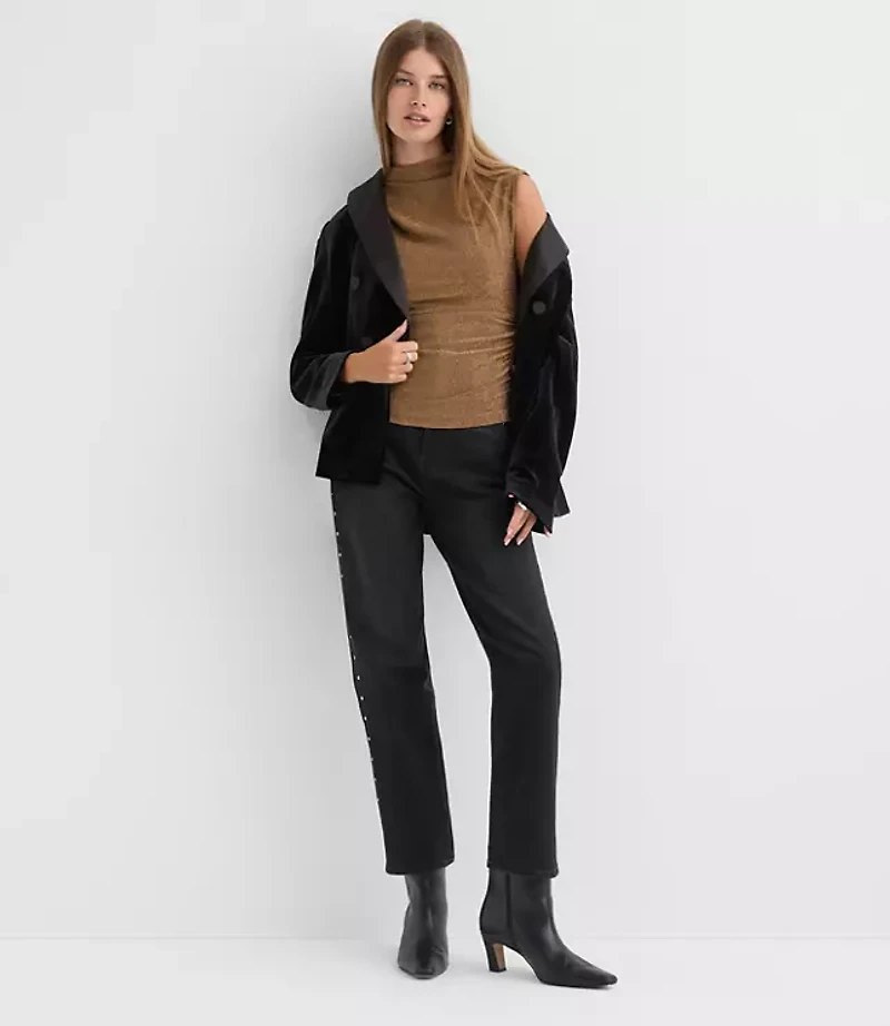 Shimmer Sleeveless Mock Neck Top