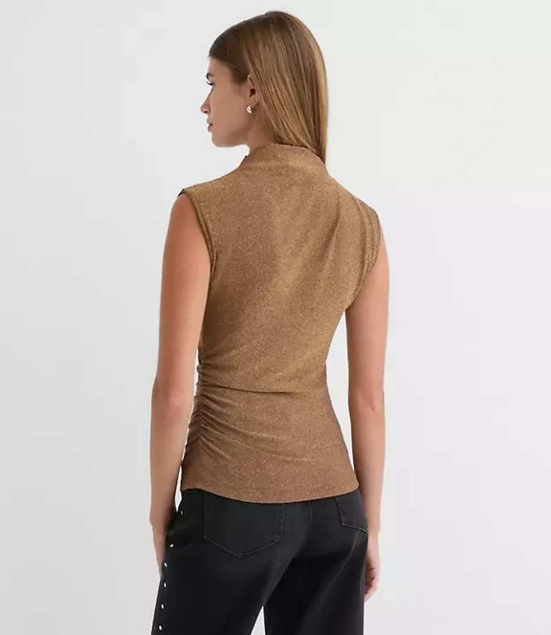 Shimmer Sleeveless Mock Neck Top