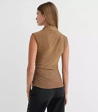 Shimmer Sleeveless Mock Neck Top