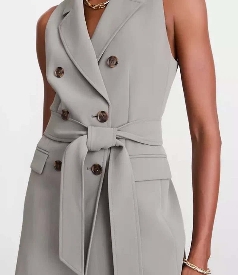 LOFT Versa Crepe Drape Double Breasted Pocket Vest