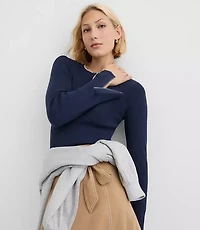 Contrast Stitched Split Cuff Henley Sweater