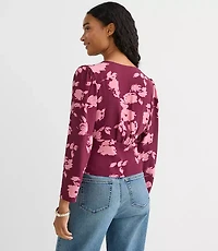 Floral Smocked V-Neck Blouse