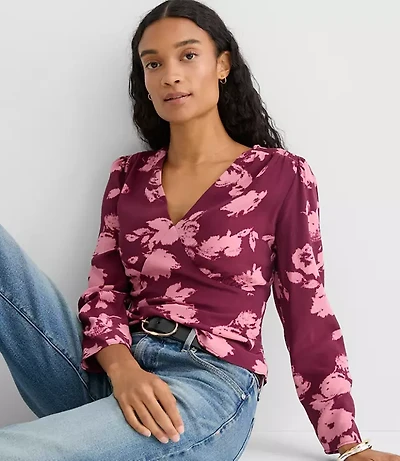 Floral Smocked V-Neck Blouse