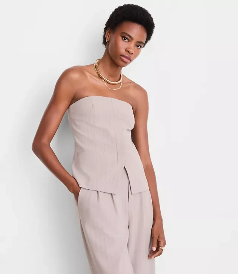 LOFT Versa Seasonless Stretch Strapless Pocket Top Stripe
