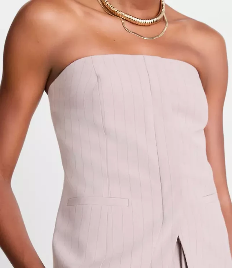 LOFT Versa Seasonless Stretch Strapless Pocket Top Stripe