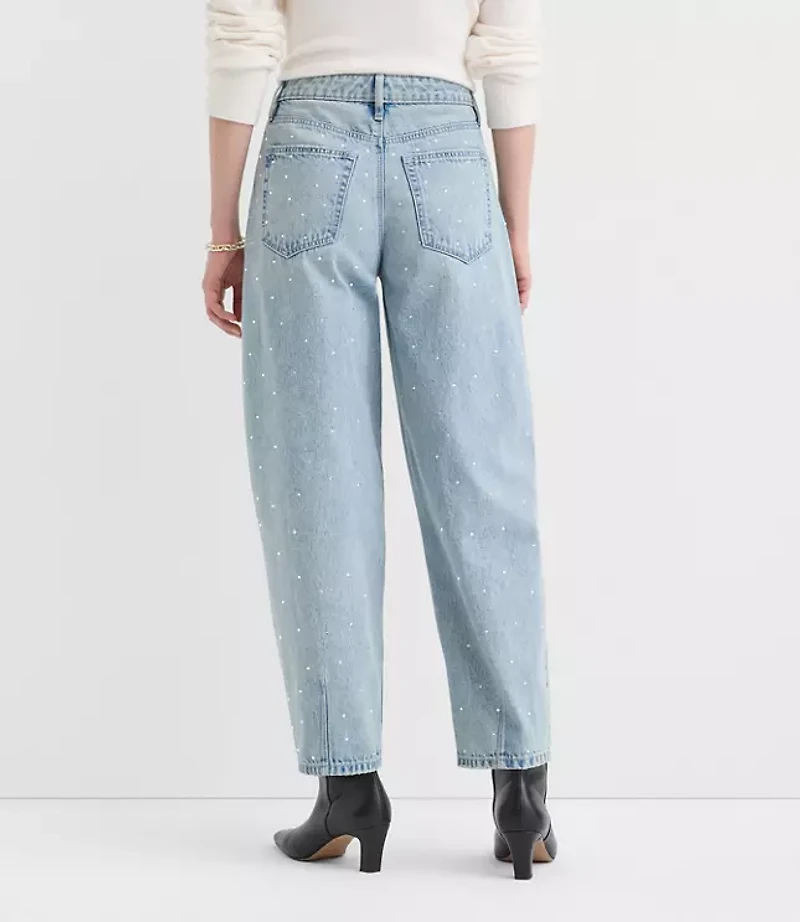 High Rise Barrel Jeans Vintage Light Indigo Wash