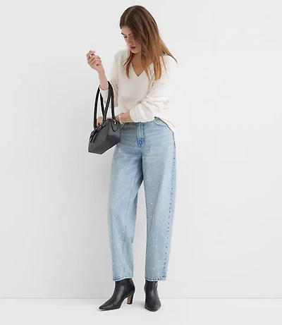 High Rise Barrel Jeans Vintage Light Indigo Wash
