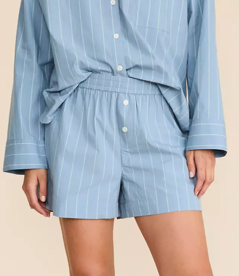 Striped Poplin Pajama Shorts