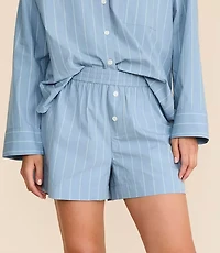 Striped Poplin Pajama Shorts