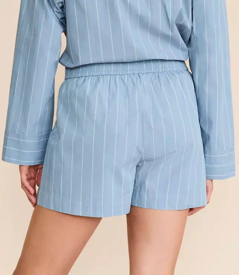Striped Poplin Pajama Shorts