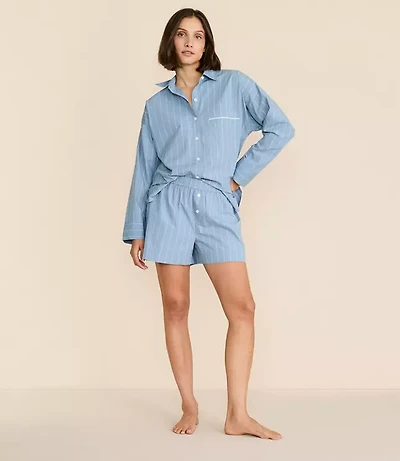 Striped Poplin Pajama Shorts