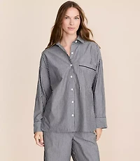 Striped Poplin Pajama Shirt