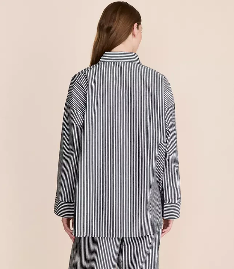 Striped Poplin Pajama Shirt