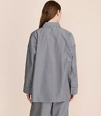 Striped Poplin Pajama Shirt