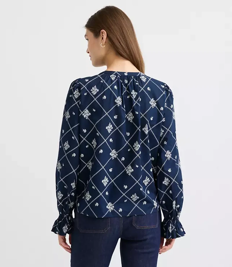 Bouquet Ruffle Cuff Blouse