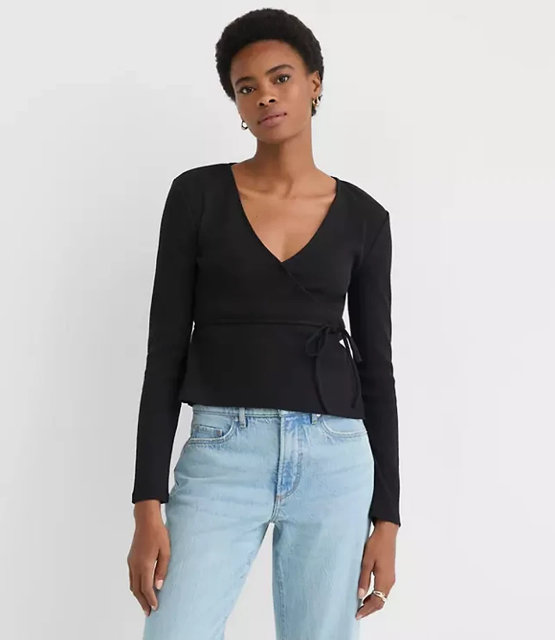 Ribbed Wrap Top