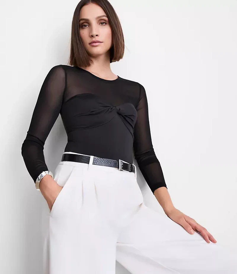 Petite LOFT Versa 360 Knit Mesh Top