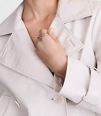 Petite LOFT Versa Embossed Faux Leather Trench Coat