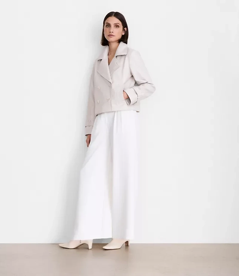 Petite LOFT Versa Embossed Faux Leather Trench Coat