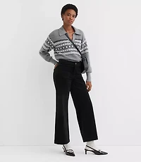 Fair Isle Ribbed Collared Sweater