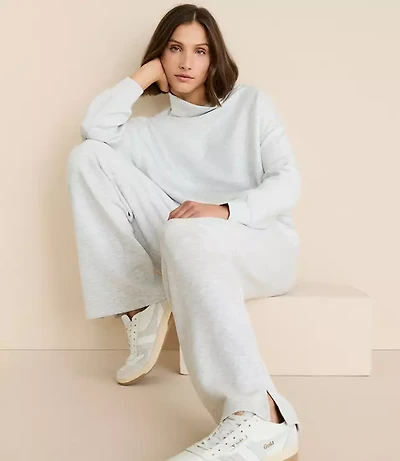 Petite Lou & Grey Heathered Scubasoft Side Slit Straight Leg Pants