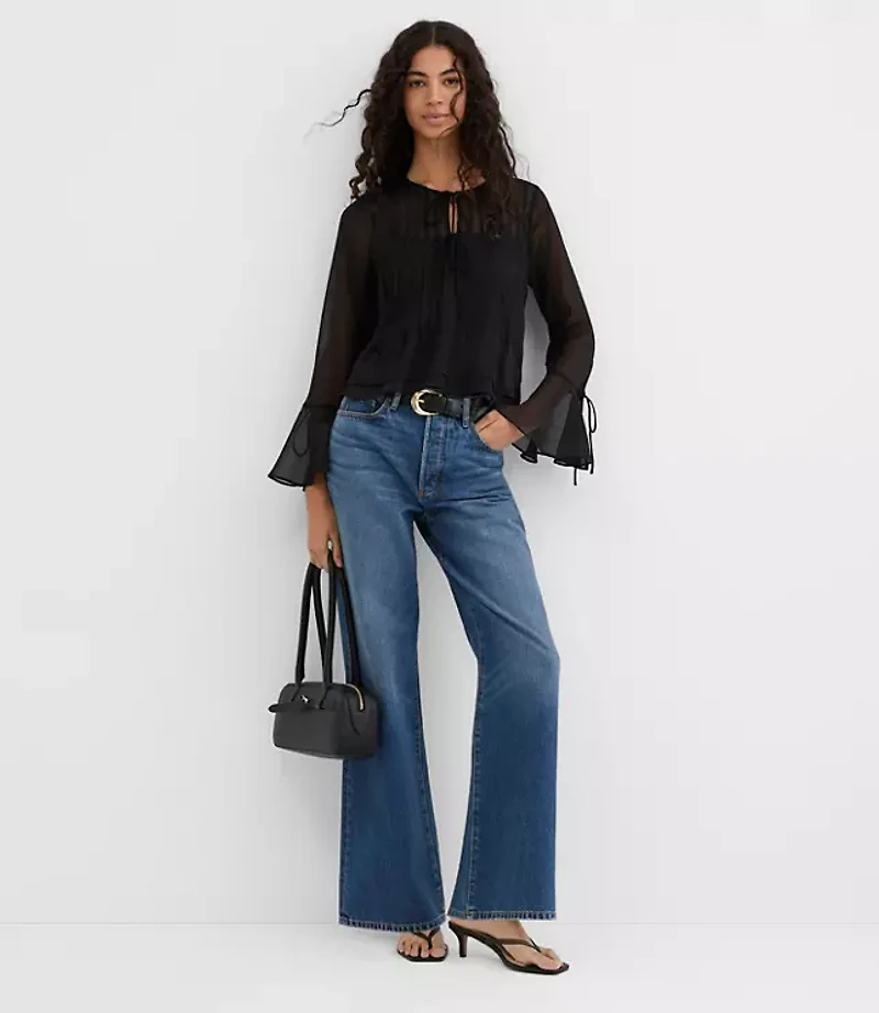 Pintucked Bow Blouse