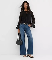 Pintucked Bow Blouse