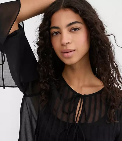 Pintucked Bow Blouse