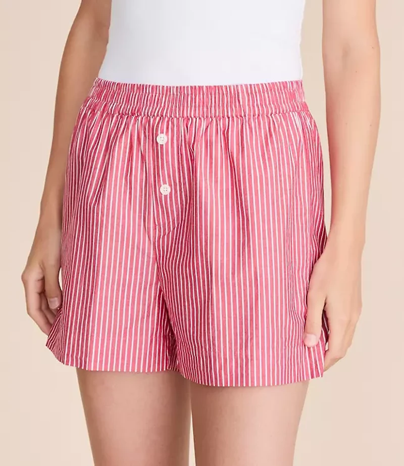 Striped Poplin Pajama Shorts