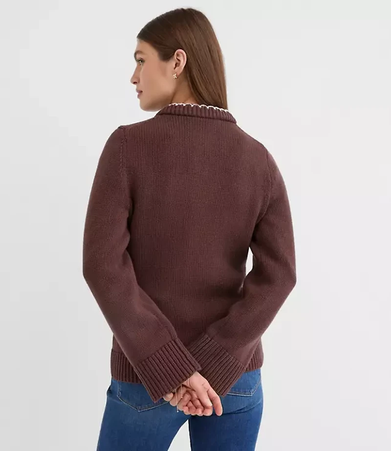 Tipped Waisted Patch Pocket Cardigan