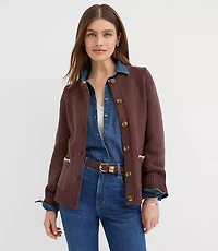 Tipped Waisted Patch Pocket Cardigan