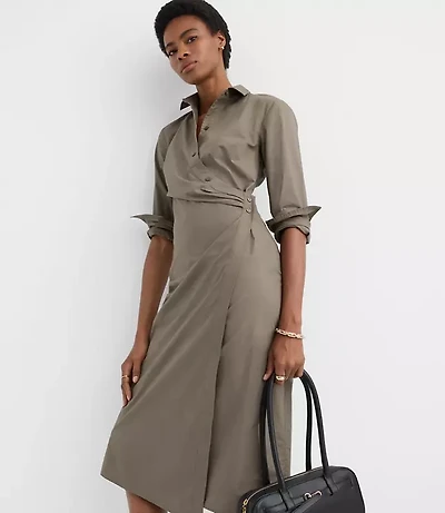 Poplin Twist Midi Shirtdress