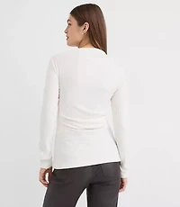 Petite Cozy Ribbed Asymmetric Neck Top